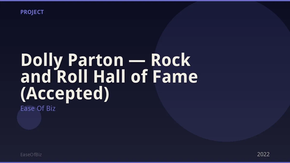 Dolly Parton — Rock and Roll Hall of Fame (Accepted)