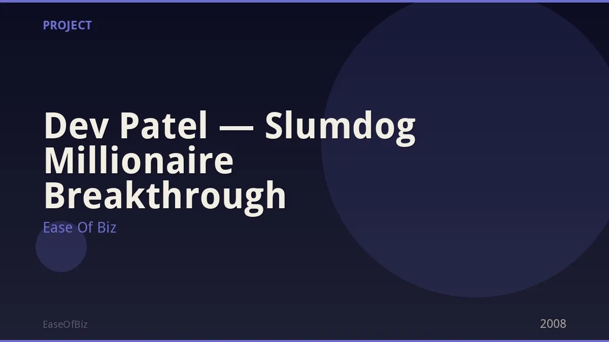 Dev Patel — Slumdog Millionaire Breakthrough