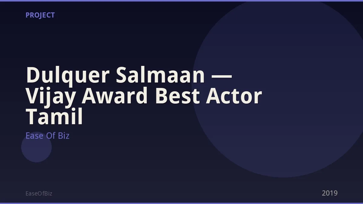 Dulquer Salmaan — Vijay Award Best Actor Tamil