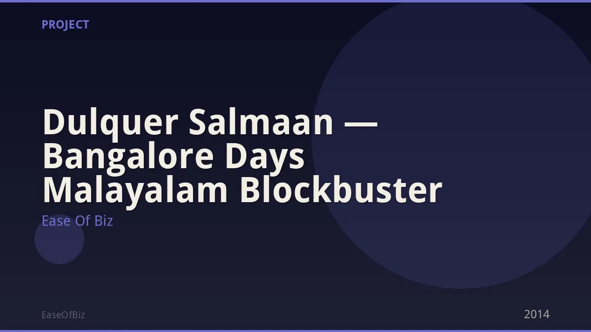 Dulquer Salmaan — Bangalore Days Malayalam Blockbuster