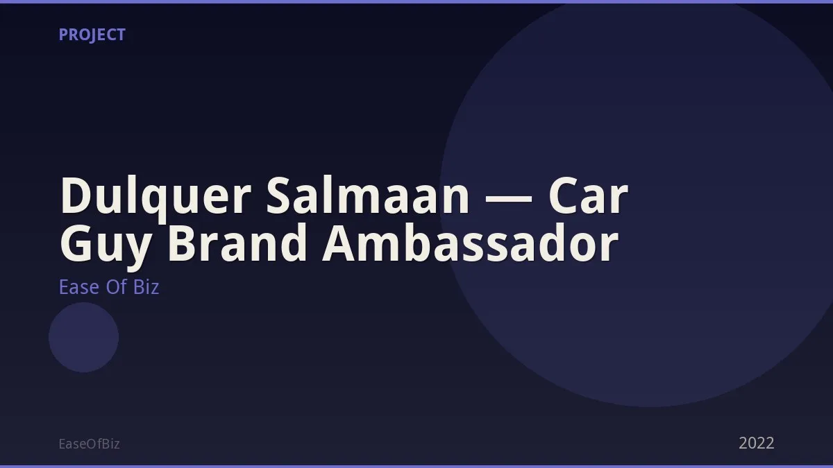 Dulquer Salmaan — Car Guy Brand Ambassador