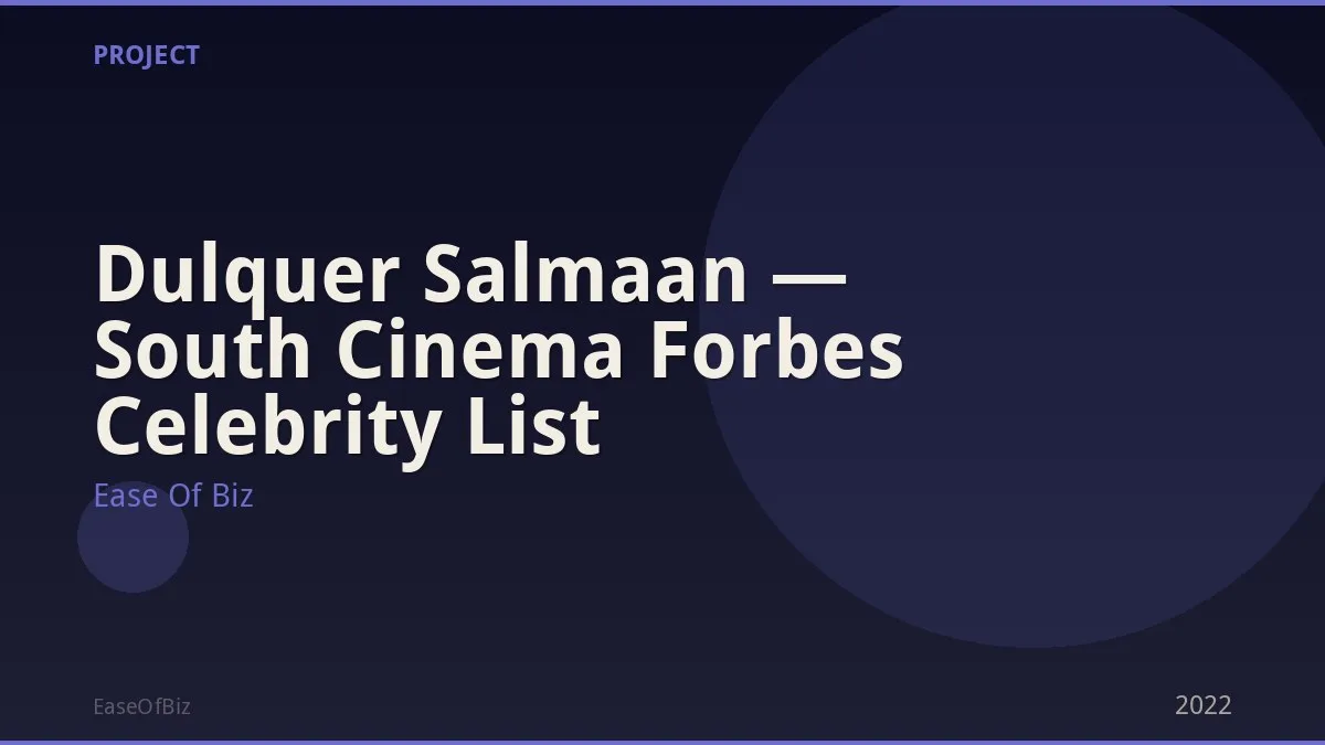 Dulquer Salmaan — South Cinema Forbes Celebrity List