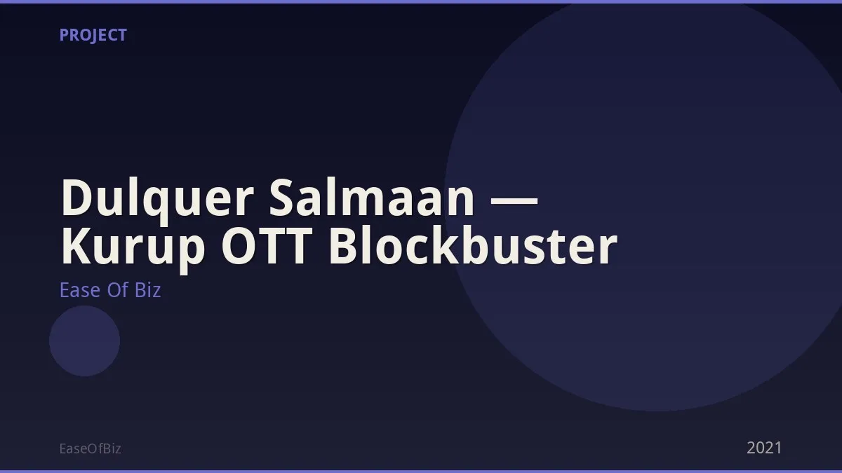 Dulquer Salmaan — Kurup OTT Blockbuster