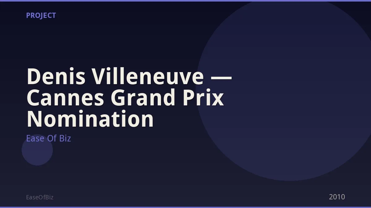 Denis Villeneuve — Cannes Grand Prix Nomination