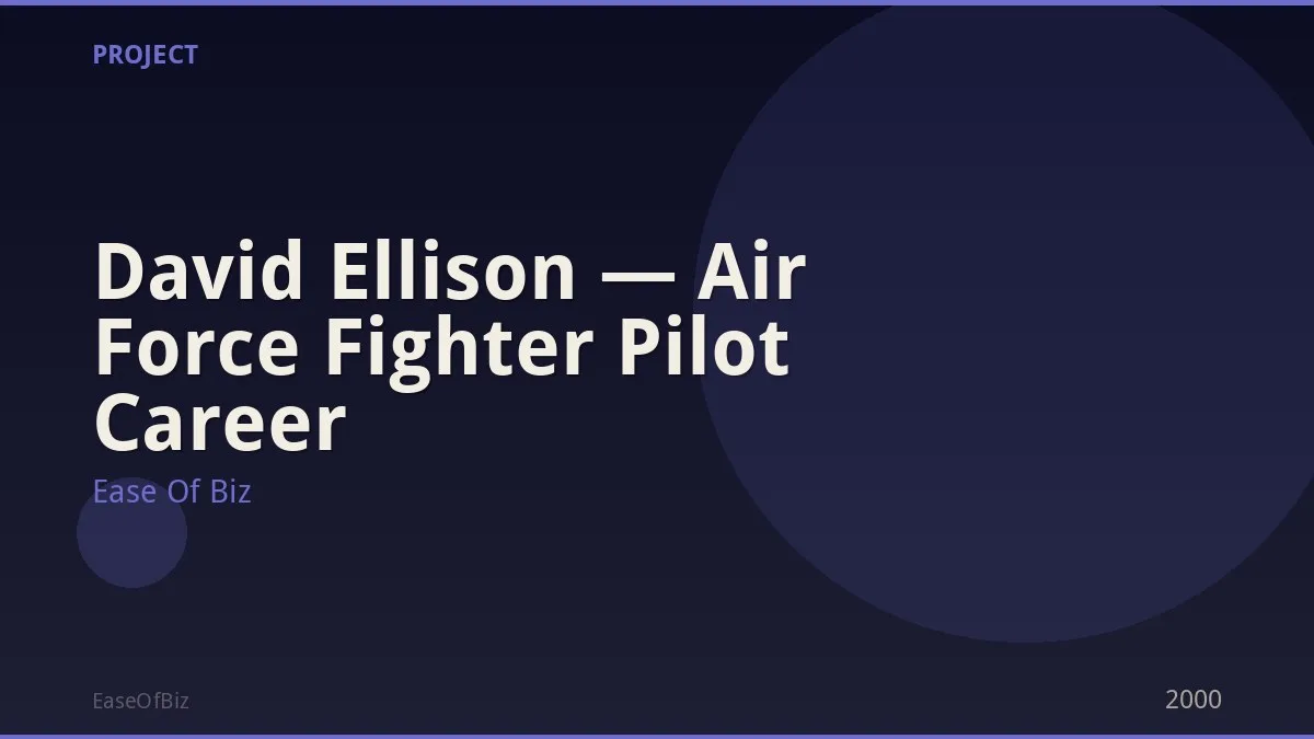 David Ellison — Air Force Fighter Pilot Career