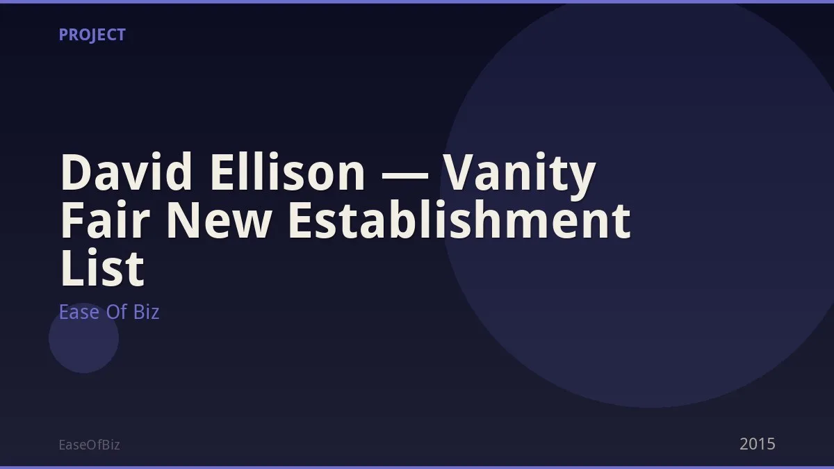 David Ellison — Vanity Fair New Establishment List