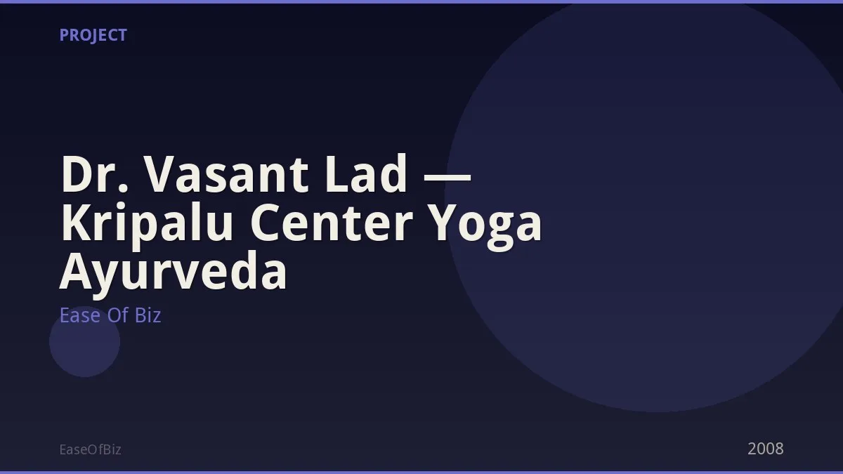 Dr. Vasant Lad — Kripalu Center Yoga Ayurveda