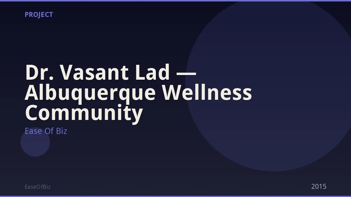 Dr. Vasant Lad — Albuquerque Wellness Community