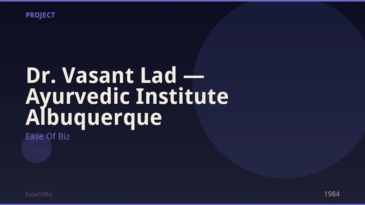 Dr. Vasant Lad — Ayurvedic Institute Albuquerque