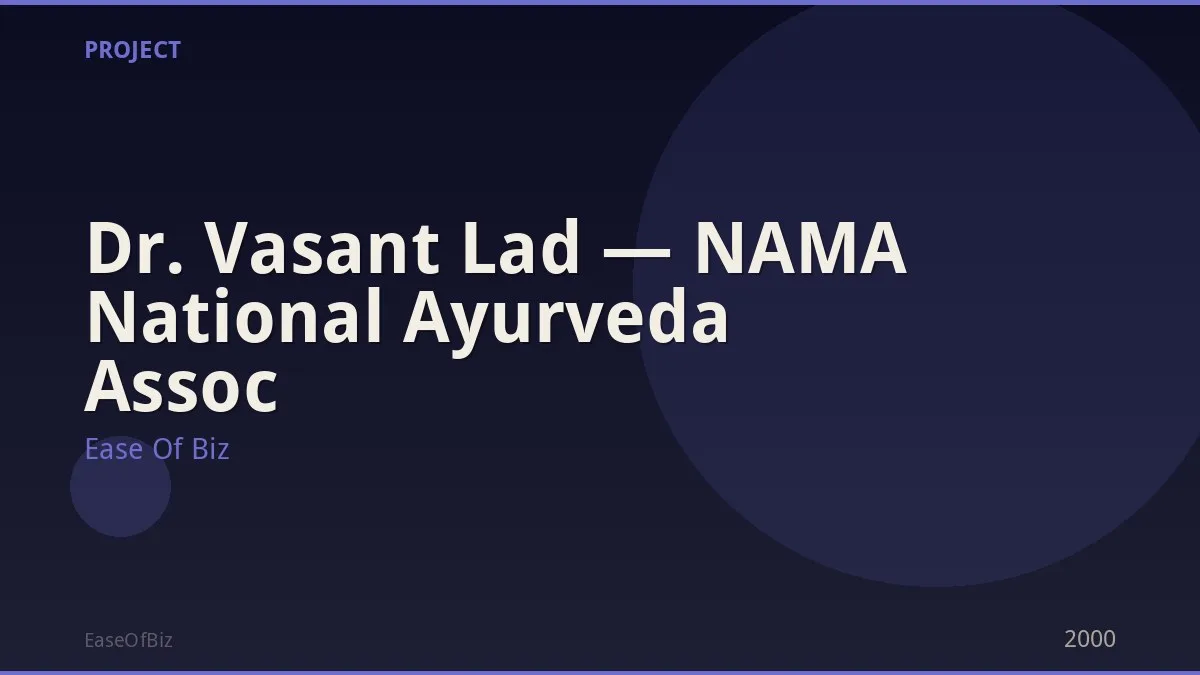 Dr. Vasant Lad — NAMA National Ayurveda Assoc