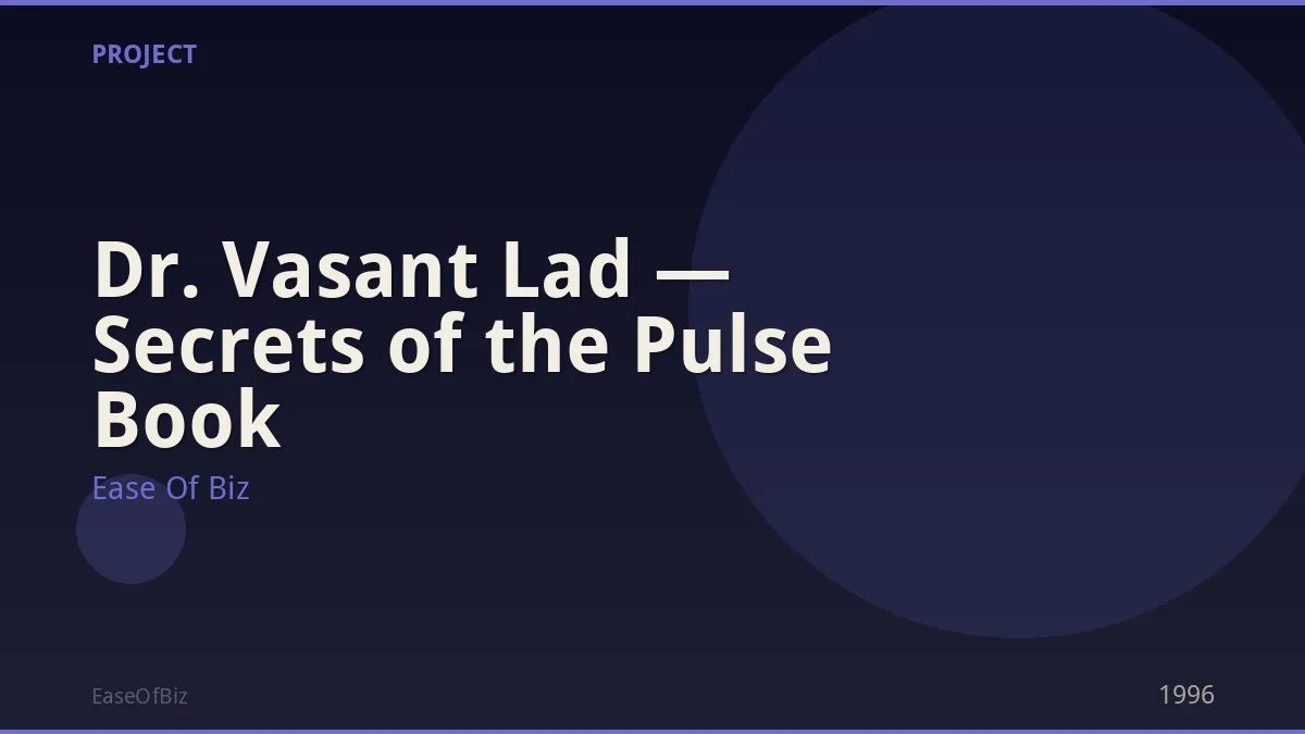 Dr. Vasant Lad — Secrets of the Pulse Book