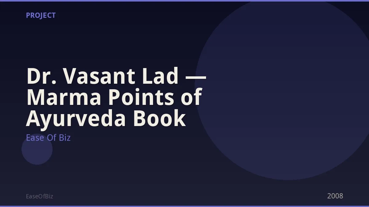 Dr. Vasant Lad — Marma Points of Ayurveda Book
