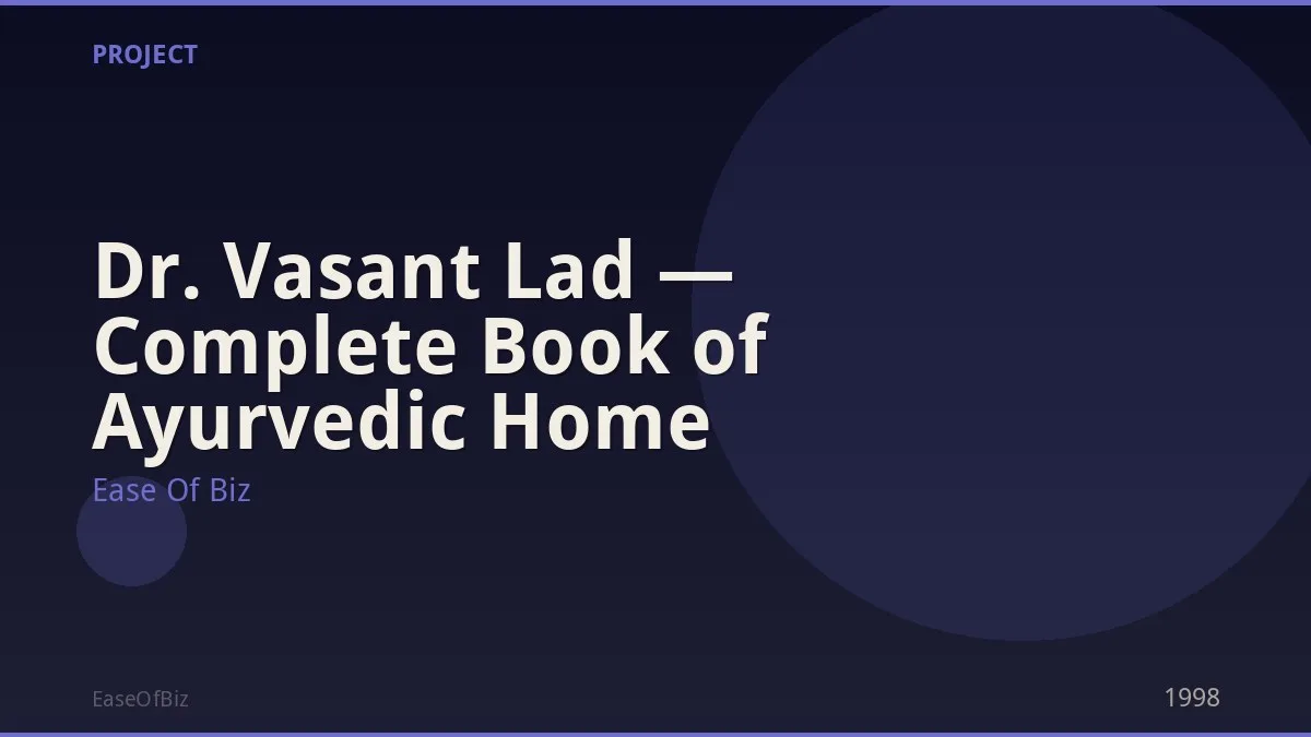 Dr. Vasant Lad — Complete Book of Ayurvedic Home