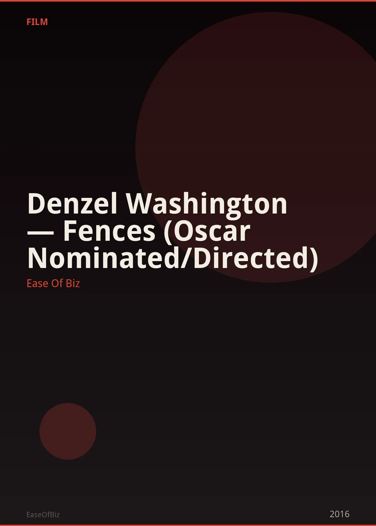 Denzel Washington — Fences (Oscar Nominated/Directed)