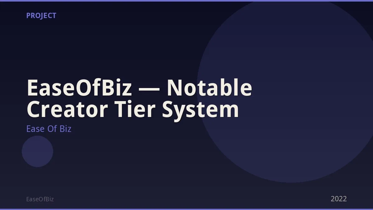 EaseOfBiz — Notable Creator Tier System