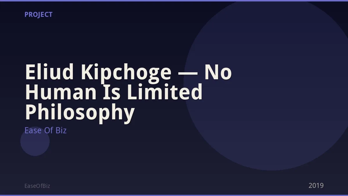Eliud Kipchoge — No Human Is Limited Philosophy