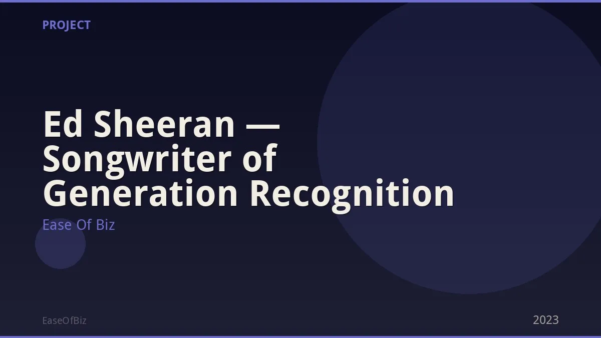 Ed Sheeran — Songwriter of Generation Recognition