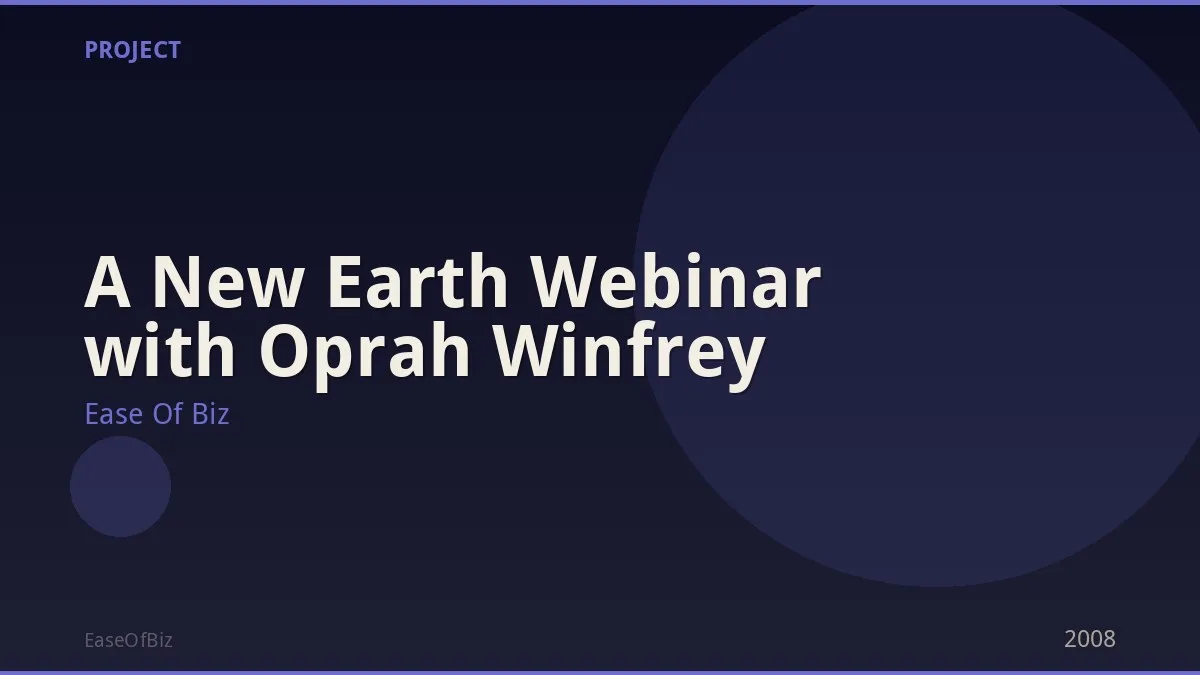 A New Earth Webinar with Oprah Winfrey