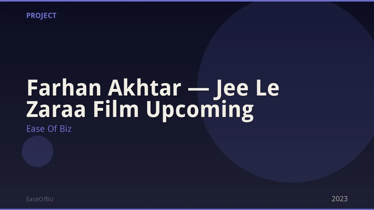 Farhan Akhtar — Jee Le Zaraa Film Upcoming