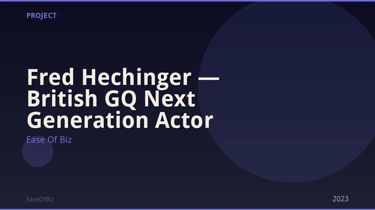 Fred Hechinger — British GQ Next Generation Actor
