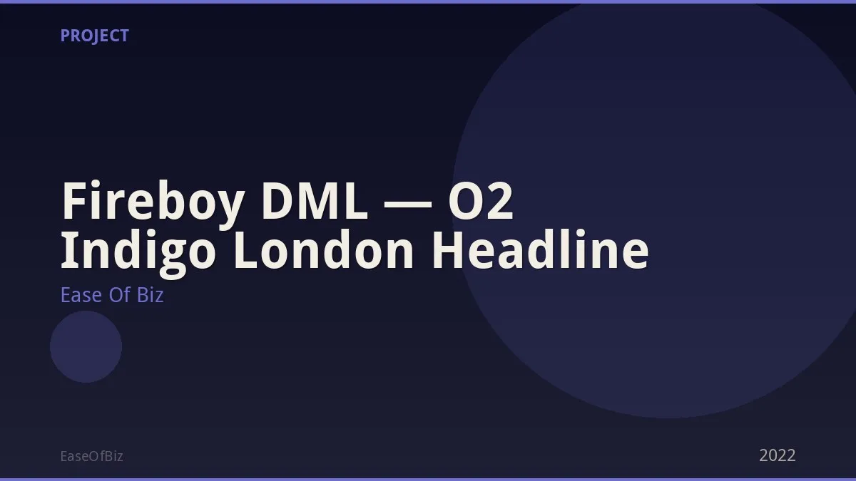 Fireboy DML — O2 Indigo London Headline