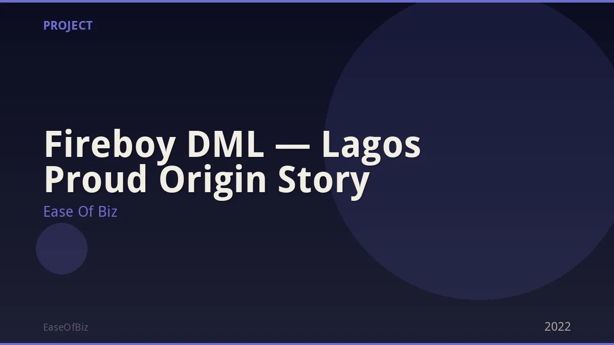 Fireboy DML — Lagos Proud Origin Story