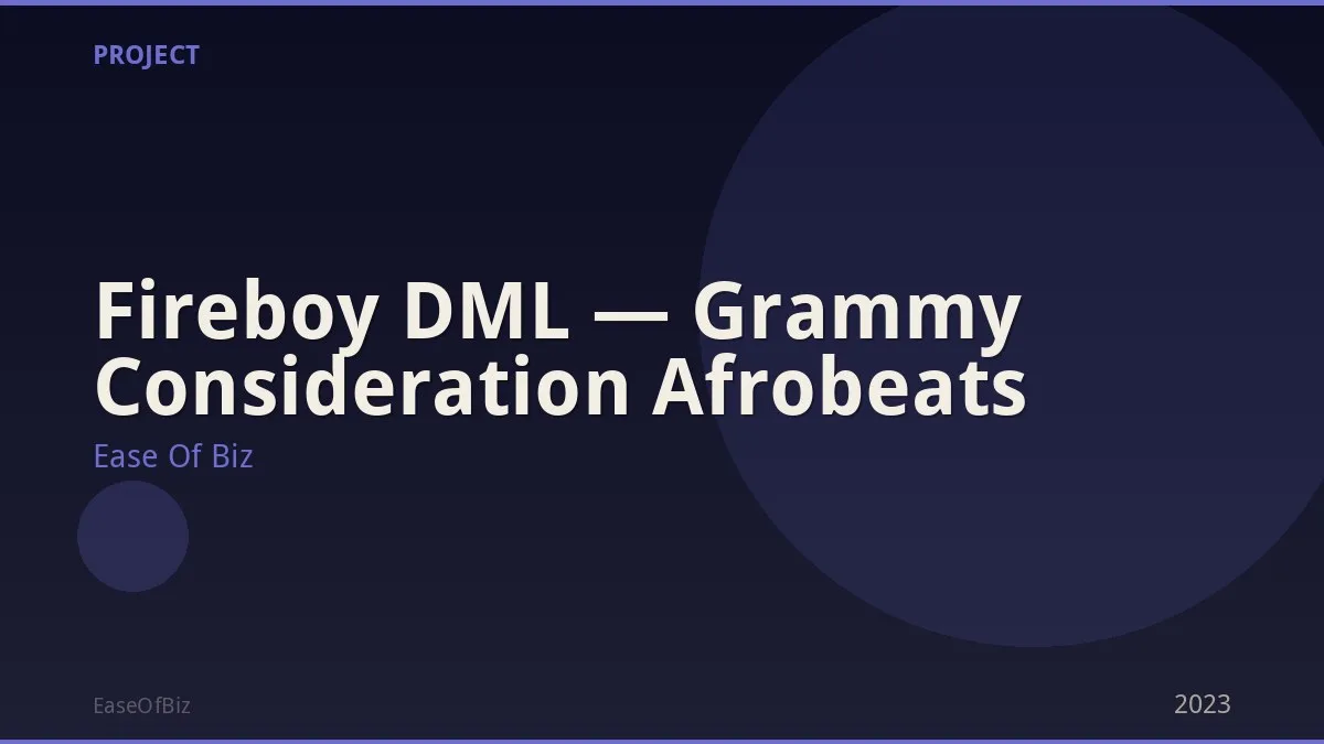 Fireboy DML — Grammy Consideration Afrobeats