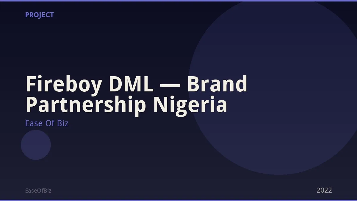 Fireboy DML — Brand Partnership Nigeria