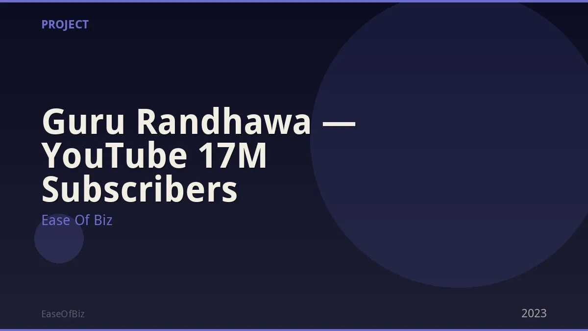 Guru Randhawa — YouTube 17M Subscribers