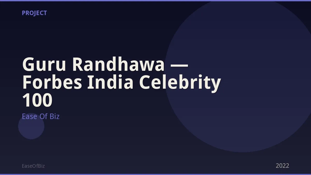 Guru Randhawa — Forbes India Celebrity 100