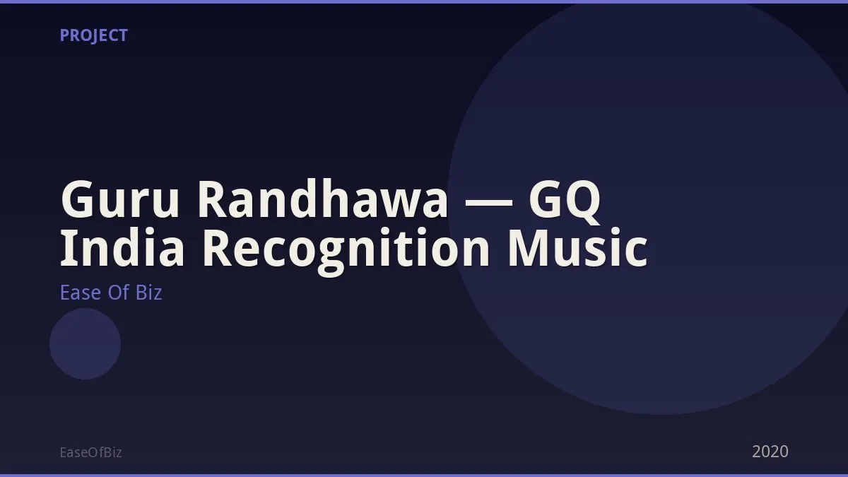 Guru Randhawa — GQ India Recognition Music