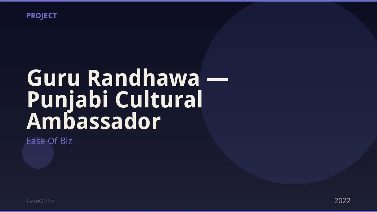 Guru Randhawa — Punjabi Cultural Ambassador