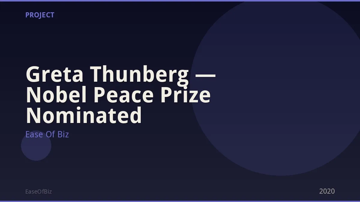 Greta Thunberg — Nobel Peace Prize Nominated