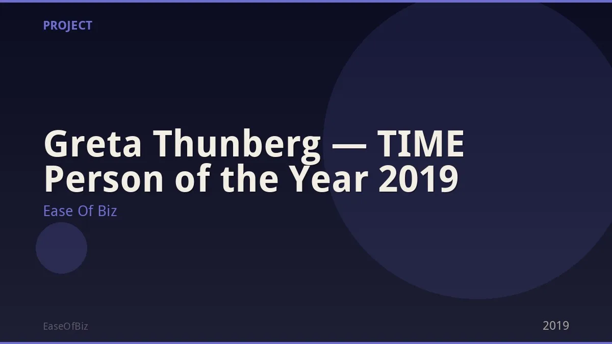 Greta Thunberg — TIME Person of the Year 2019