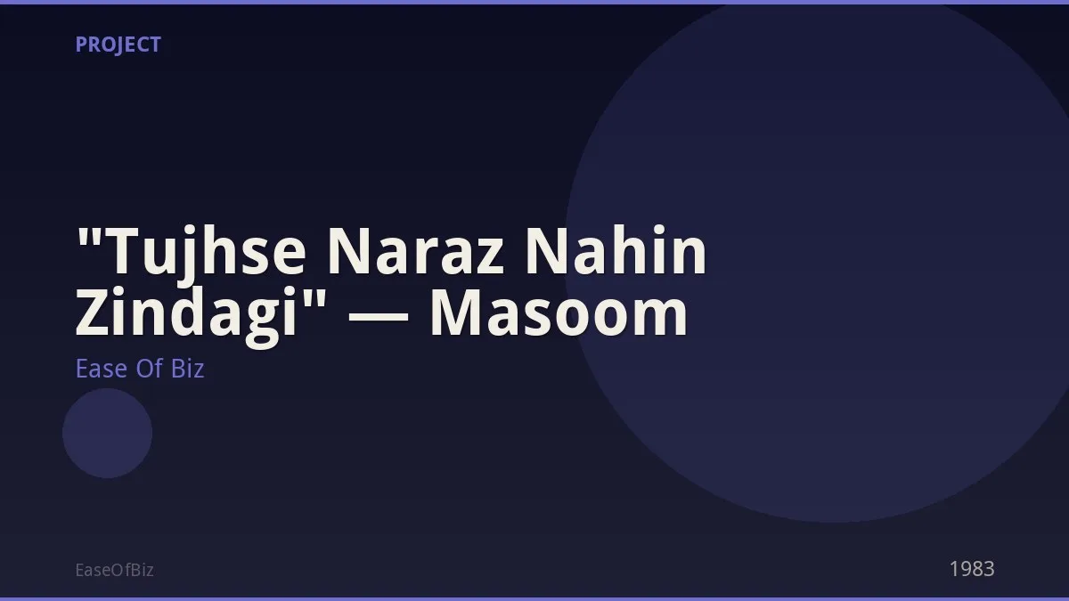 "Tujhse Naraz Nahin Zindagi" — Masoom