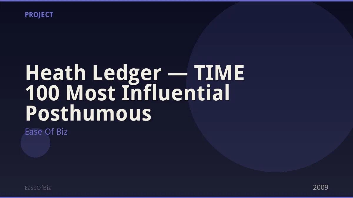 Heath Ledger — TIME 100 Most Influential Posthumous