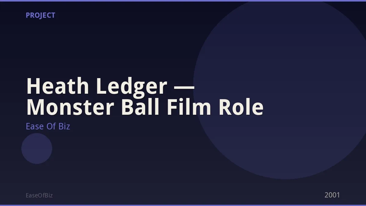 Heath Ledger — Monster Ball Film Role