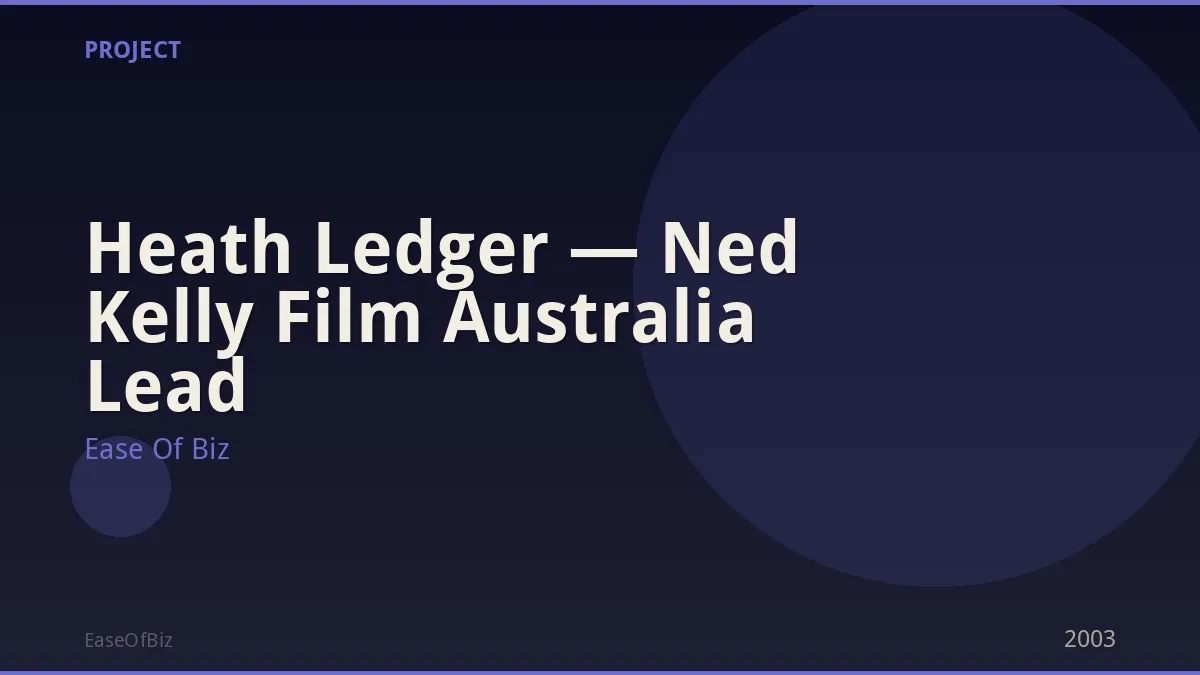 Heath Ledger — Ned Kelly Film Australia Lead