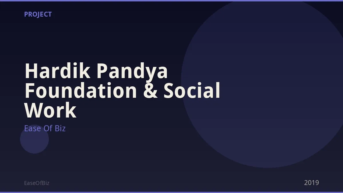 Hardik Pandya Foundation & Social Work