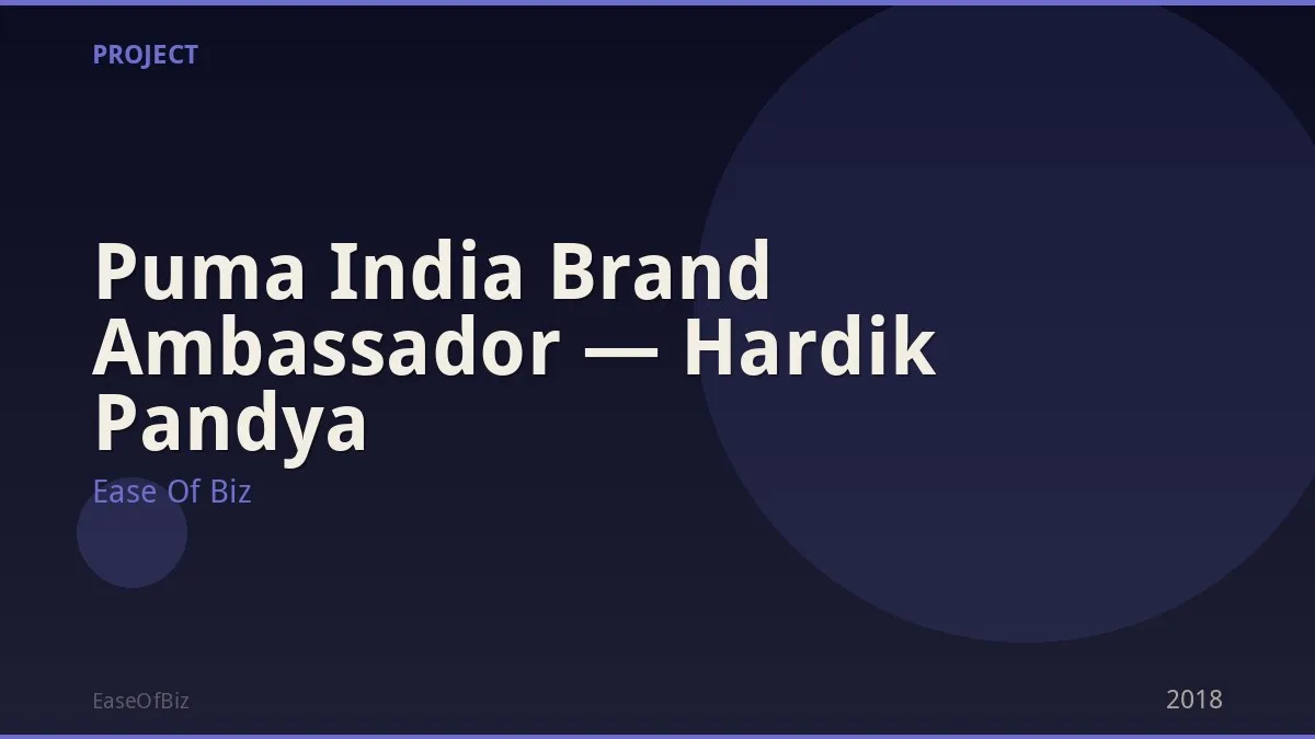 Puma India Brand Ambassador — Hardik Pandya