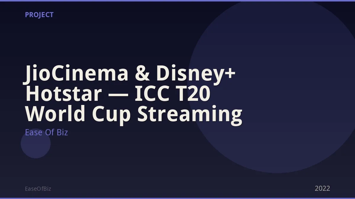 JioCinema & Disney+ Hotstar — ICC T20 World Cup Streaming