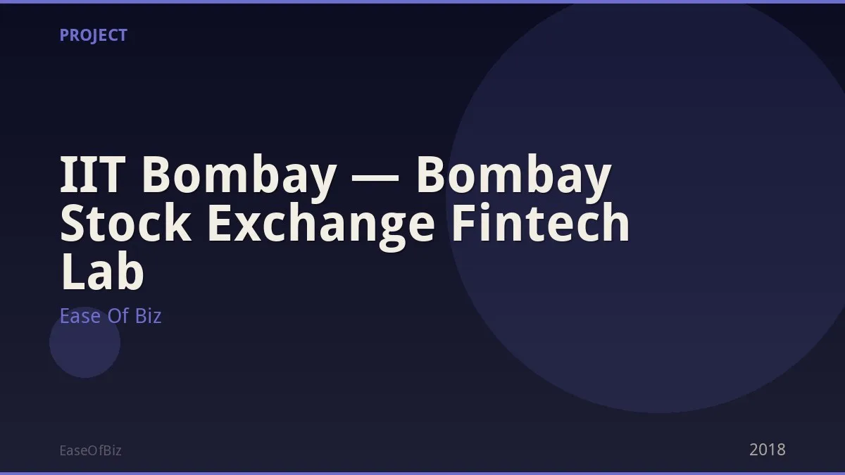 IIT Bombay — Bombay Stock Exchange Fintech Lab