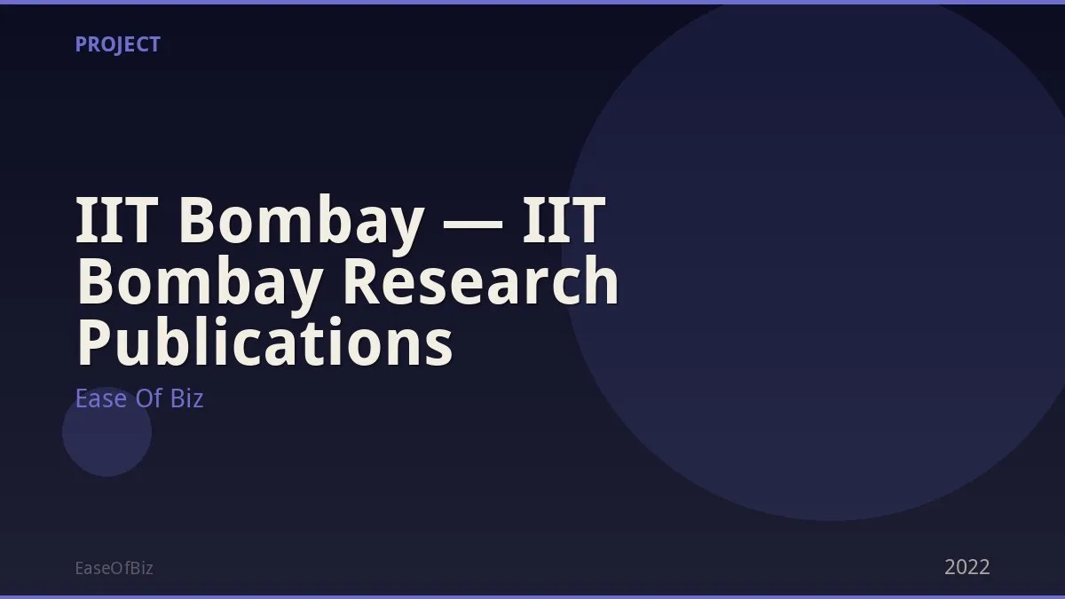 IIT Bombay — IIT Bombay Research Publications