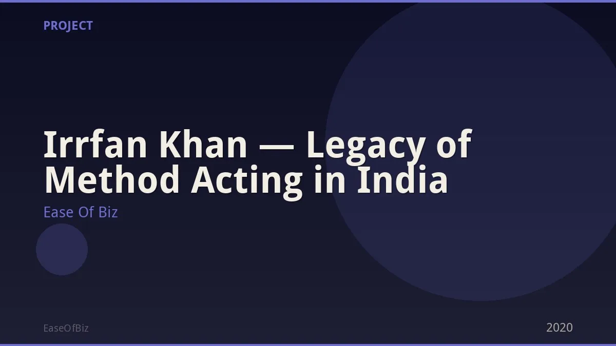 Irrfan Khan — Legacy of Method Acting in India