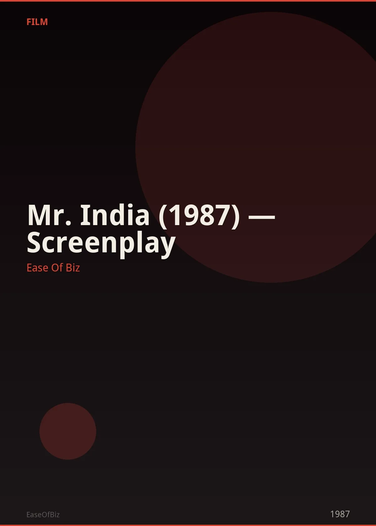 Mr. India (1987) — Screenplay