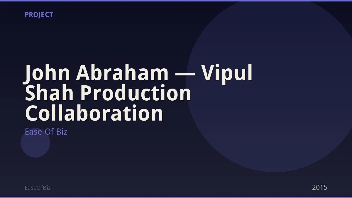 John Abraham — Vipul Shah Production Collaboration