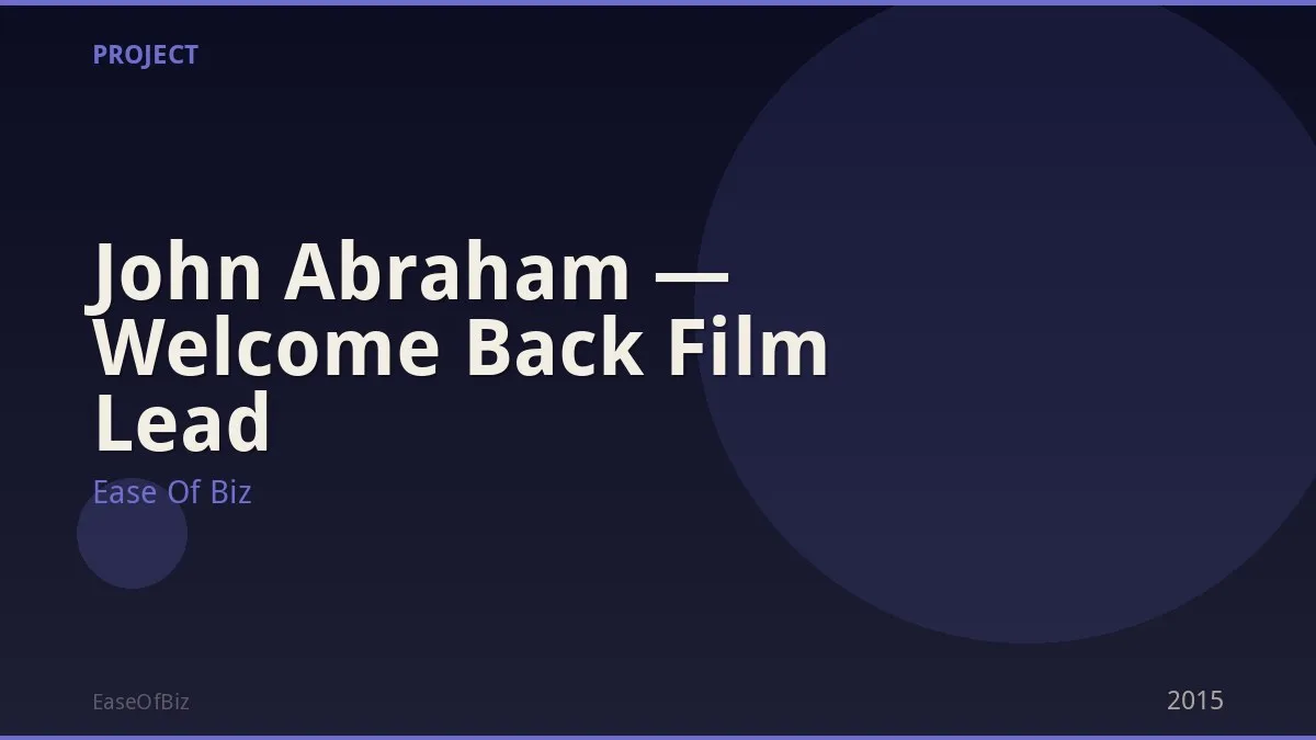 John Abraham — Welcome Back Film Lead