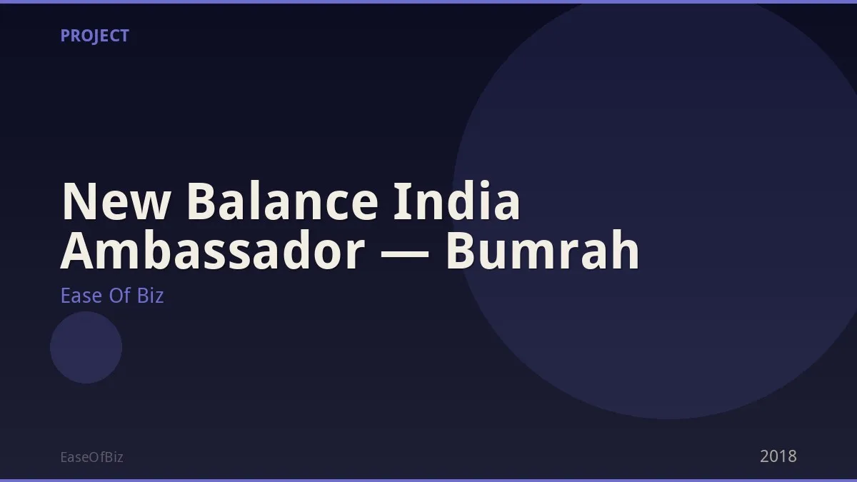New Balance India Ambassador — Bumrah
