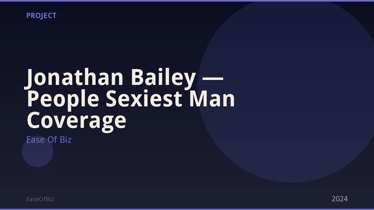 Jonathan Bailey — People Sexiest Man Coverage