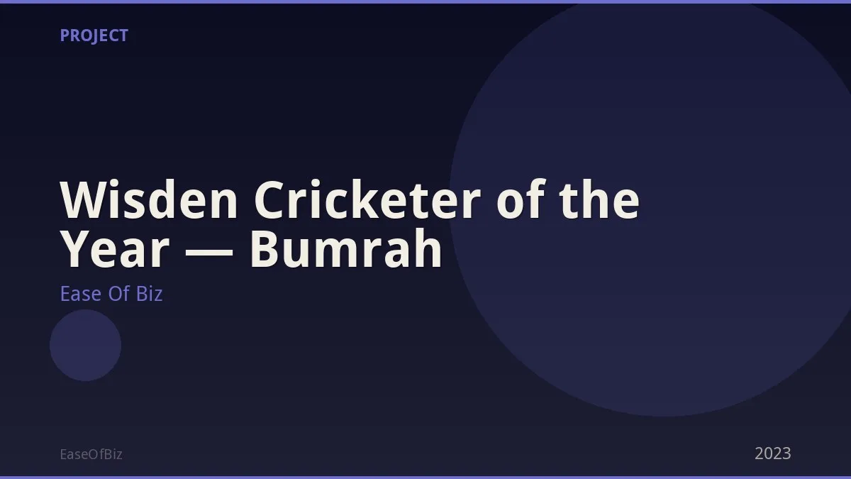 Wisden Cricketer of the Year — Bumrah